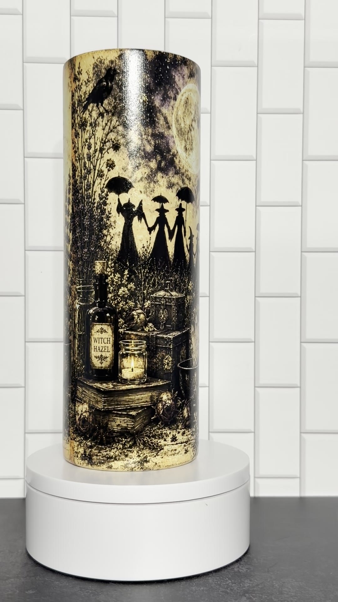 Vintage sepia witches and apothecary tumbler