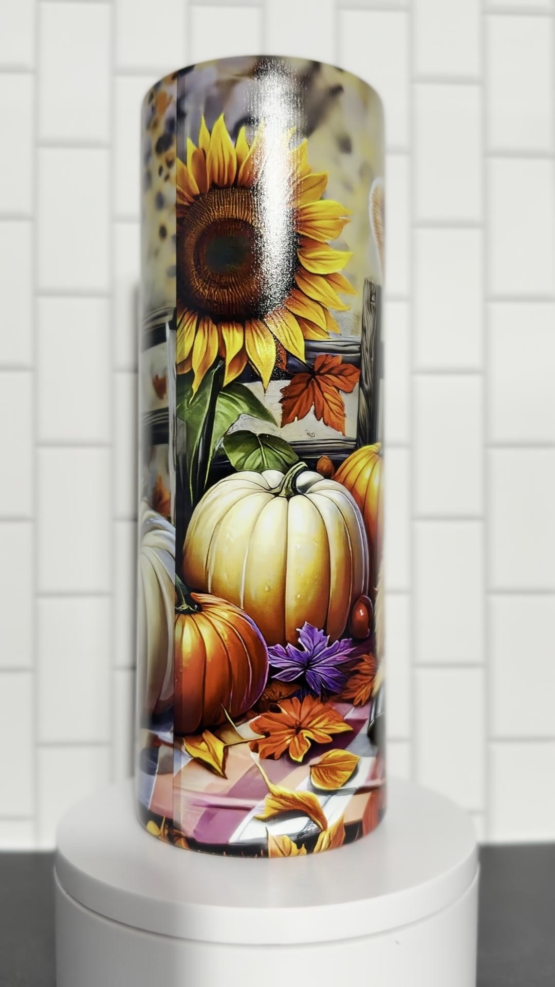 Autumn sunflower and pumpkin tumbler